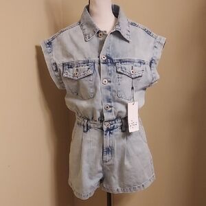 Dance & Marvel Acid Wash Denim Romper
